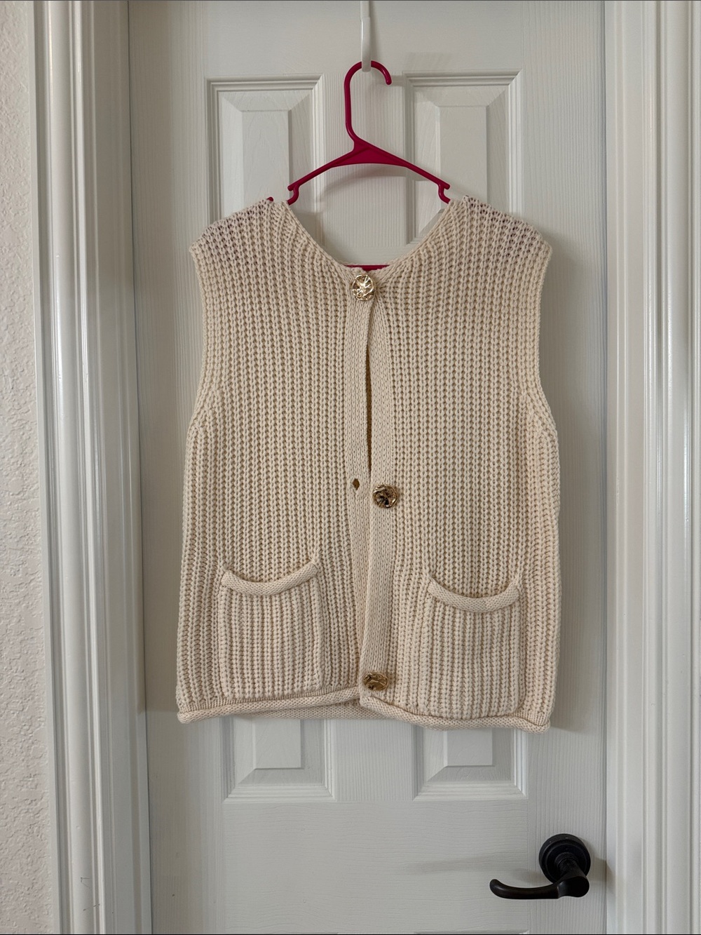 Cream Sweater with gold buttons